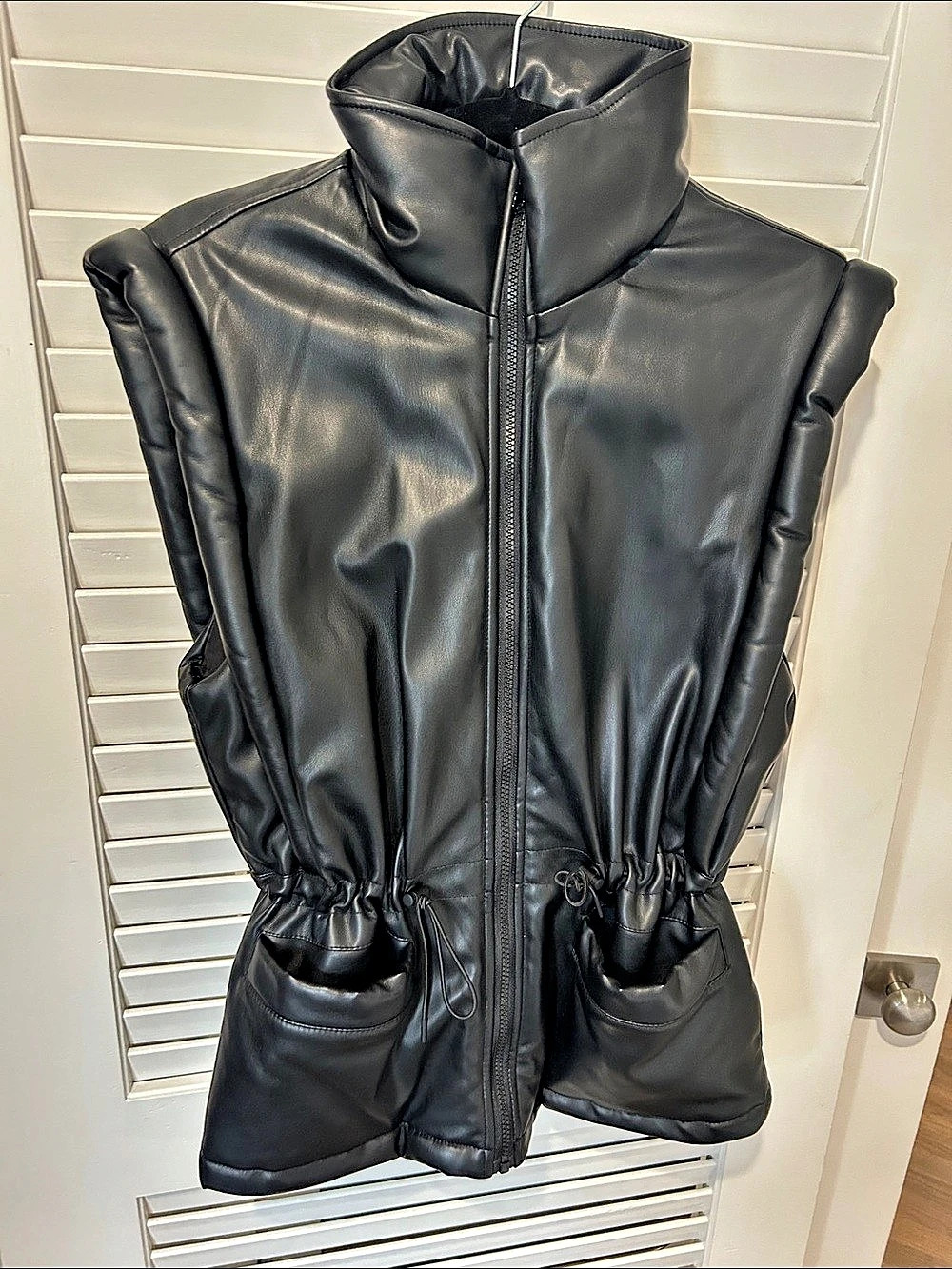 Steve Madden Luxie Faux Leather Vest Black Small